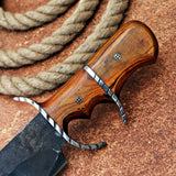 Yellow Handle Bowie 2 Custom Handmade D2 Steel Hunting Knife with Leather Cover – Anniversary/Birthday Gift