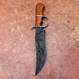 Yellow Handle Bowie 2 Custom Handmade D2 Steel Hunting Knife with Leather Cover – Anniversary/Birthday Gift