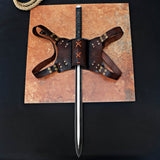 Powder Coated Sword Custom Handmade Carbon Steel Machete with Leather Cover – Anniversary/Birthday Gift