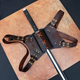 Powder Coated Sword Custom Handmade Carbon Steel Machete with Leather Cover – Anniversary/Birthday Gift