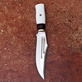 White Bear Knife Custom Handmade J2 Steel Hunting Knife with Leather Cover and Wooden Box – Anniversary/Birthday Gift