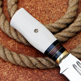 White Bear Knife Custom Handmade J2 Steel Hunting Knife with Leather Cover and Wooden Box – Anniversary/Birthday Gift