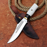 White Bear Knife Custom Handmade J2 Steel Hunting Knife with Leather Cover and Wooden Box – Anniversary/Birthday Gift