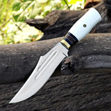White Bear Knife Custom Handmade J2 Steel Hunting Knife with Leather Cover and Wooden Box – Anniversary/Birthday Gift