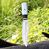 White Bear Knife Custom Handmade J2 Steel Hunting Knife with Leather Cover and Wooden Box – Anniversary/Birthday Gift