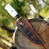 White Bear Knife Custom Handmade J2 Steel Hunting Knife with Leather Cover and Wooden Box – Anniversary/Birthday Gift