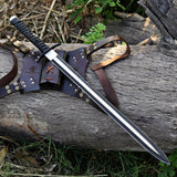 Powder Coated Sword Custom Handmade Carbon Steel Machete with Leather Cover – Anniversary/Birthday Gift