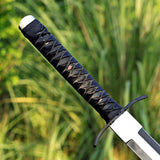 Powder Coated Sword Custom Handmade Carbon Steel Machete with Leather Cover – Anniversary/Birthday Gift