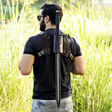 Powder Coated Sword Custom Handmade Carbon Steel Machete with Leather Cover – Anniversary/Birthday Gift