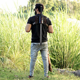 Powder Coated Sword Custom Handmade Carbon Steel Machete with Leather Cover – Anniversary/Birthday Gift