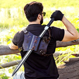 Powder Coated Sword Custom Handmade Carbon Steel Machete with Leather Cover – Anniversary/Birthday Gift