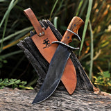 Custom Handmade J2 Steel Hunting Knife with Leather Cover – Anniversary/Birthday Gift