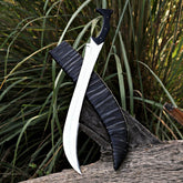 Custom Handmade Collectable D2 Steel Sword with Micarta Handle and High Quality Crocodile Style Leather Sheath– Anniversary/Birthday Gift