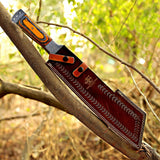 Custom Handmade Damascus Steel Machete with Leather Cover – Christmas/New Year Gift