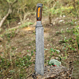 Custom Handmade Damascus Steel Machete with Leather Cover – Christmas/New Year Gift