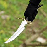 Handmade Beautiful Skinner Knife with Deer Shape Horn Handle - Perfect Gift on Christmas & New Year for Him