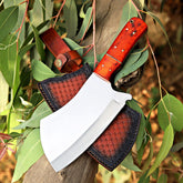 Hand Forged Mirror Polished Cleaver Knife, Meat Chopper, Splitter, Perfect Gift on Halloween & Anniversary for Him