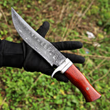 Custom Handmade Damascus Steel Hunting Knife with Leather Cover – New Year/Birthday Gift