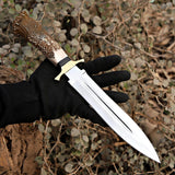 Custom Handmade J2 Steel Dagger with Stag Horn Handle – New Year/Birthday Gift