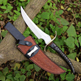 Handmade Beautiful Skinner Knife with Deer Shape Horn Handle - Perfect Gift on Christmas & New Year for Him