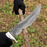 Custom Handmade Damascus Steel Hunting Knife with Leather Cover – New Year/Birthday Gift