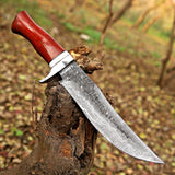 Custom Handmade Damascus Steel Hunting Knife with Leather Cover – New Year/Birthday Gift