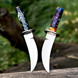 Custom Handmade Pair of D2 Steel Hunting Knives with Leather Cover – Anniversary/Birthday Gift