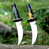 Custom Handmade Pair of D2 Steel Hunting Knives with Leather Cover – Anniversary/Birthday Gift