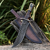 Custom Handmade J2 Steel Hunting Knife with Leather Cover – Anniversary/Birthday Gift