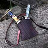 Custom Handmade Pair of D2 Steel Hunting Knives with Leather Cover – Anniversary/Birthday Gift