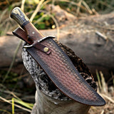 Custom Handmade J2 Steel Hunting Knife with Leather Cover – Anniversary/Birthday Gift
