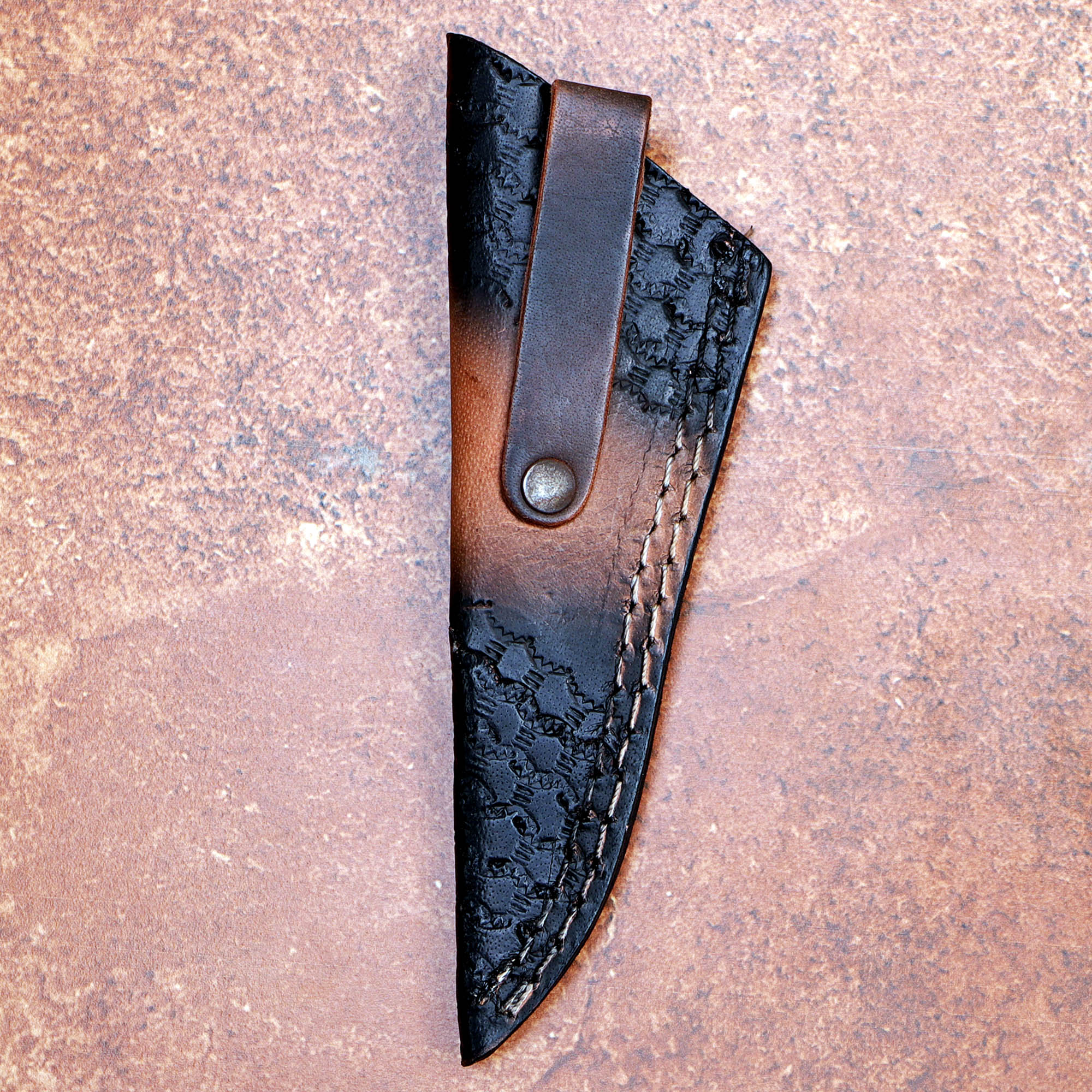 Handmade Black Horn Damascus Steel Skinner with Leather Cover