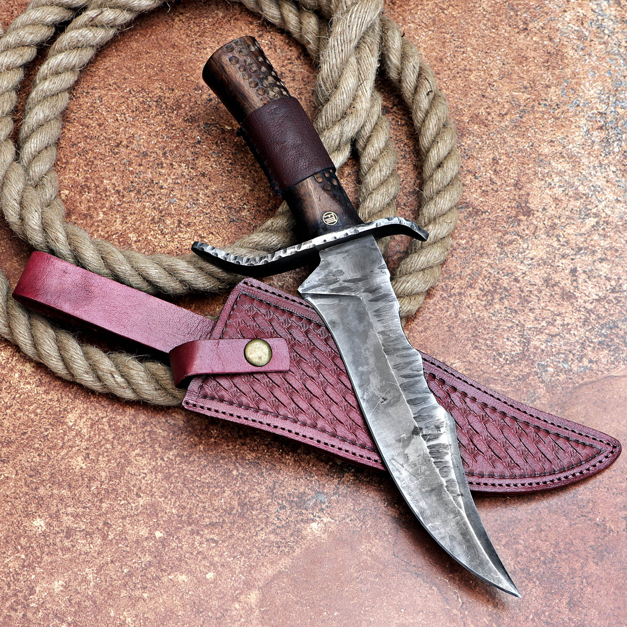 Custom Handmade Carbon Steel Hunting Knife with Leather Cover – Anniversary/Birthday Gift