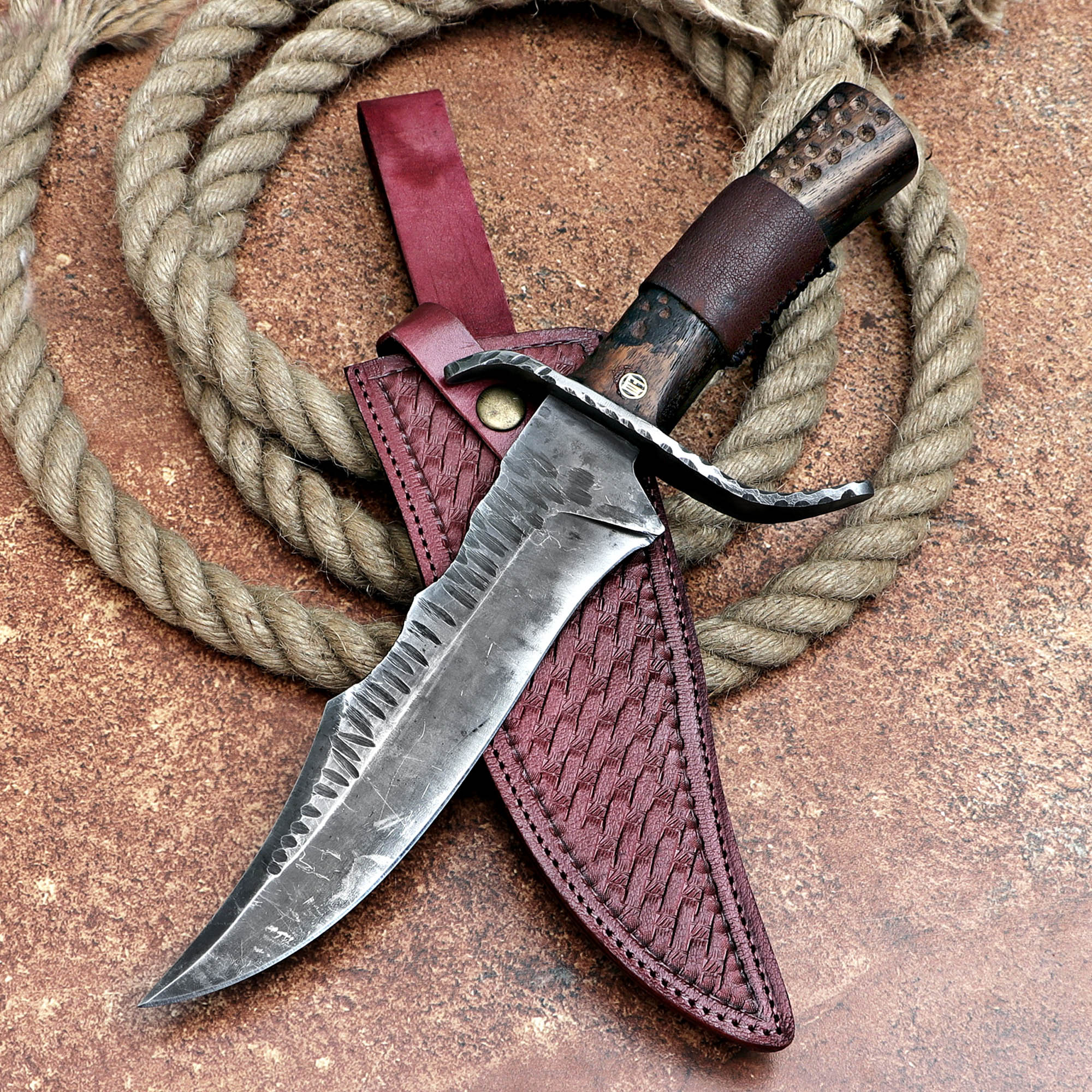 Custom Handmade Carbon Steel Hunting Knife with Leather Cover – Anniversary/Birthday Gift