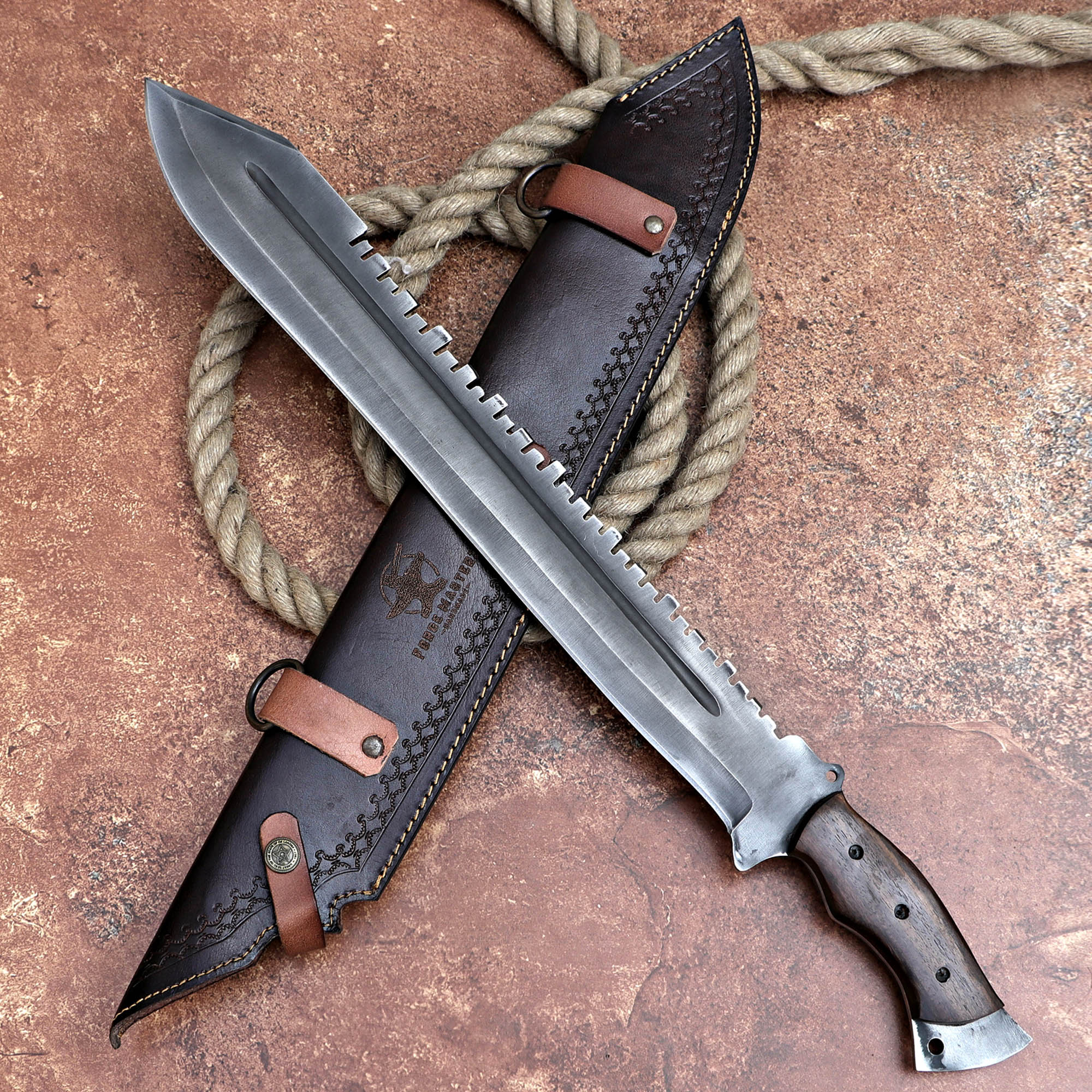 Viking Machete Blade Custom Handmade Carbon Steel Viking Machete with Leather Cover – Anniversary/Birthday Gift