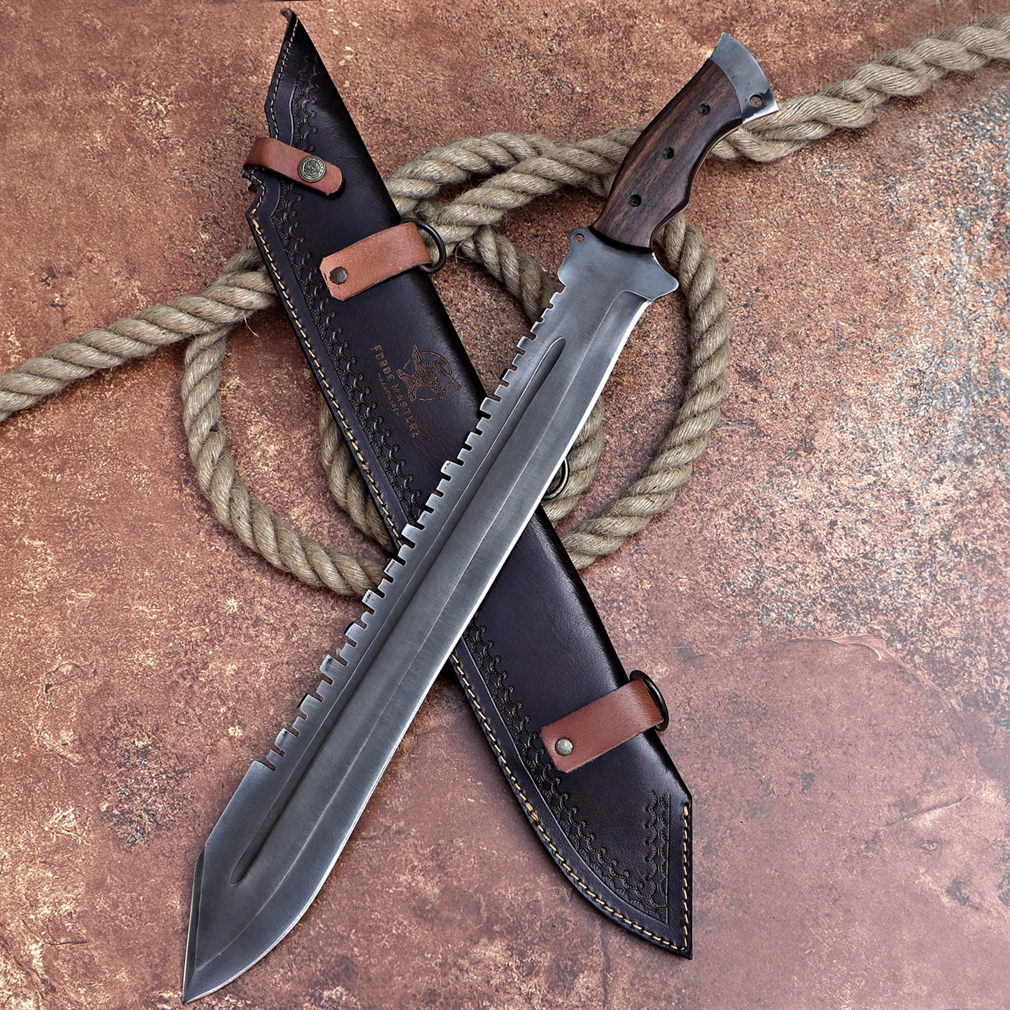 Viking Machete Blade Custom Handmade Carbon Steel Viking Machete with Leather Cover – Anniversary/Birthday Gift