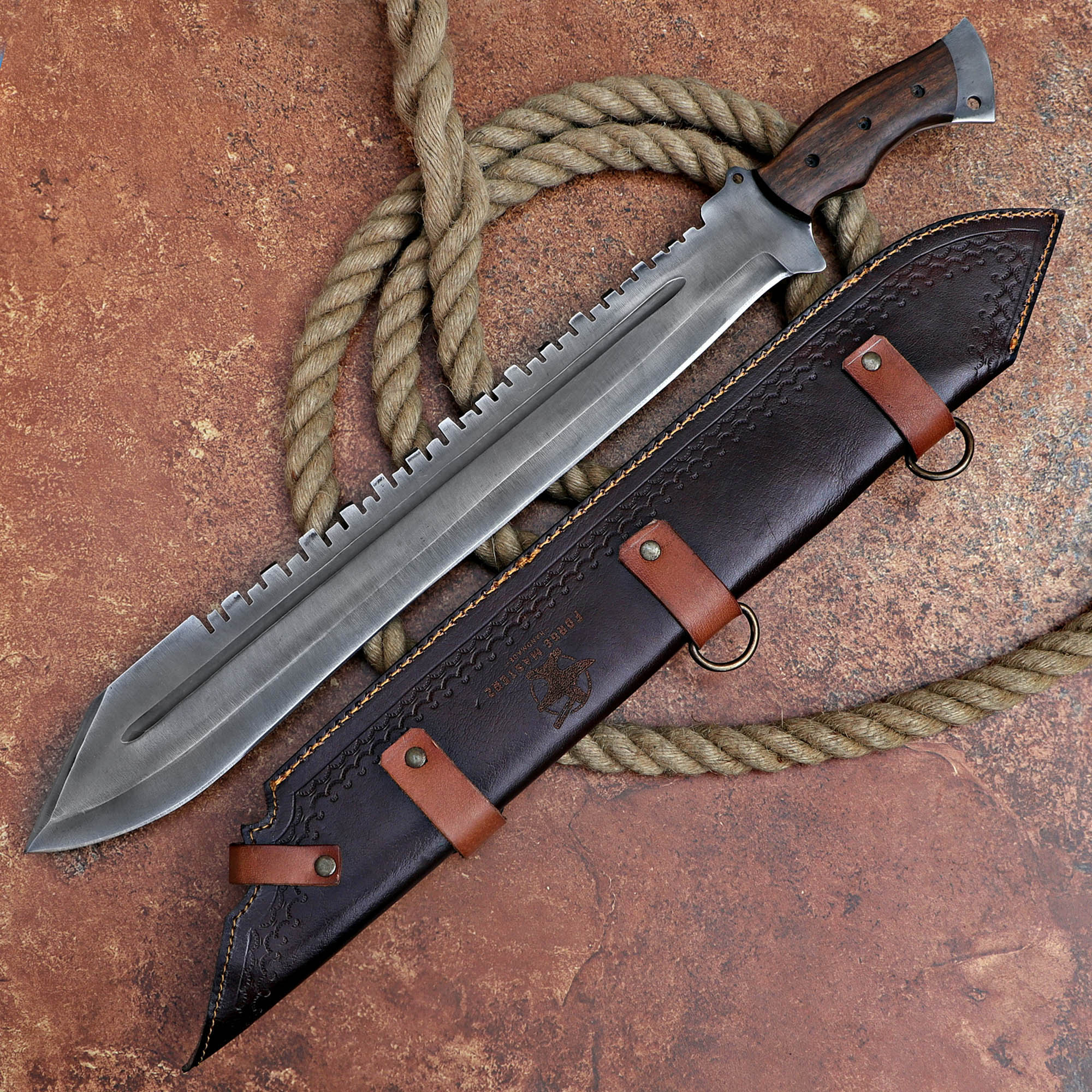 Viking Machete Blade Custom Handmade Carbon Steel Viking Machete with Leather Cover – Anniversary/Birthday Gift