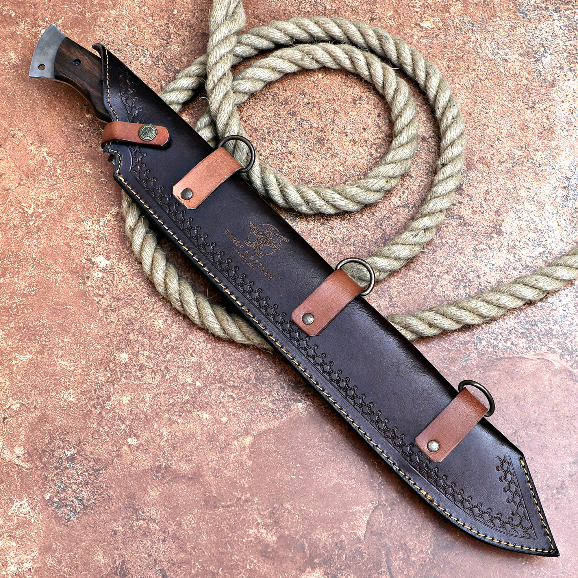 Viking Machete Blade Custom Handmade Carbon Steel Viking Machete with Leather Cover – Anniversary/Birthday Gift