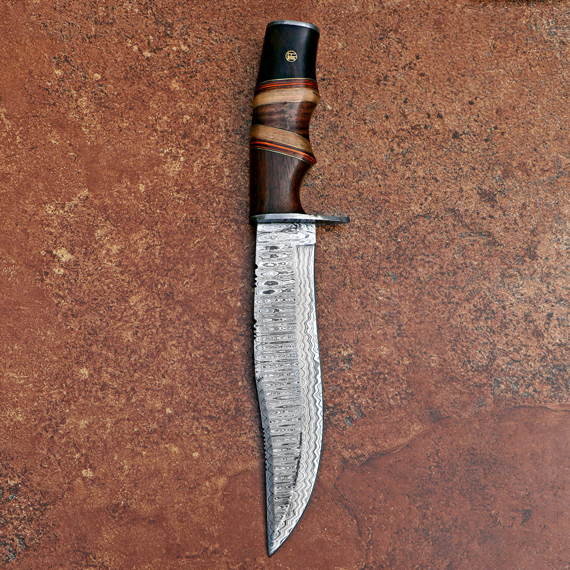 Custom Handmade Damascus Steel Hunting Knife with Leather Cover – Anniversary/Birthday Gift