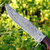 Custom Handmade Damascus Steel Hunting Knife with Leather Cover – Anniversary/Birthday Gift