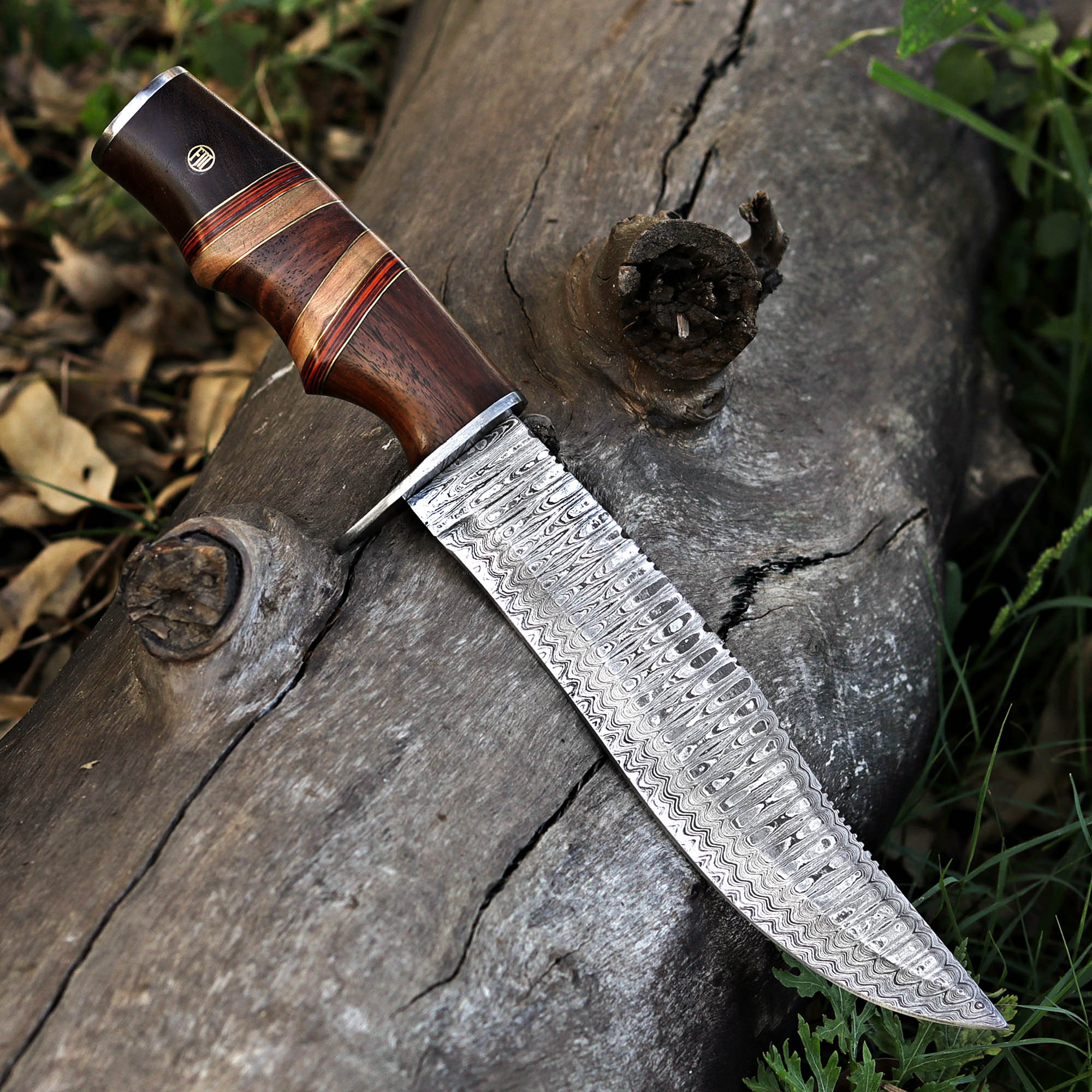 Custom Handmade Damascus Steel Hunting Knife with Leather Cover – Anniversary/Birthday Gift