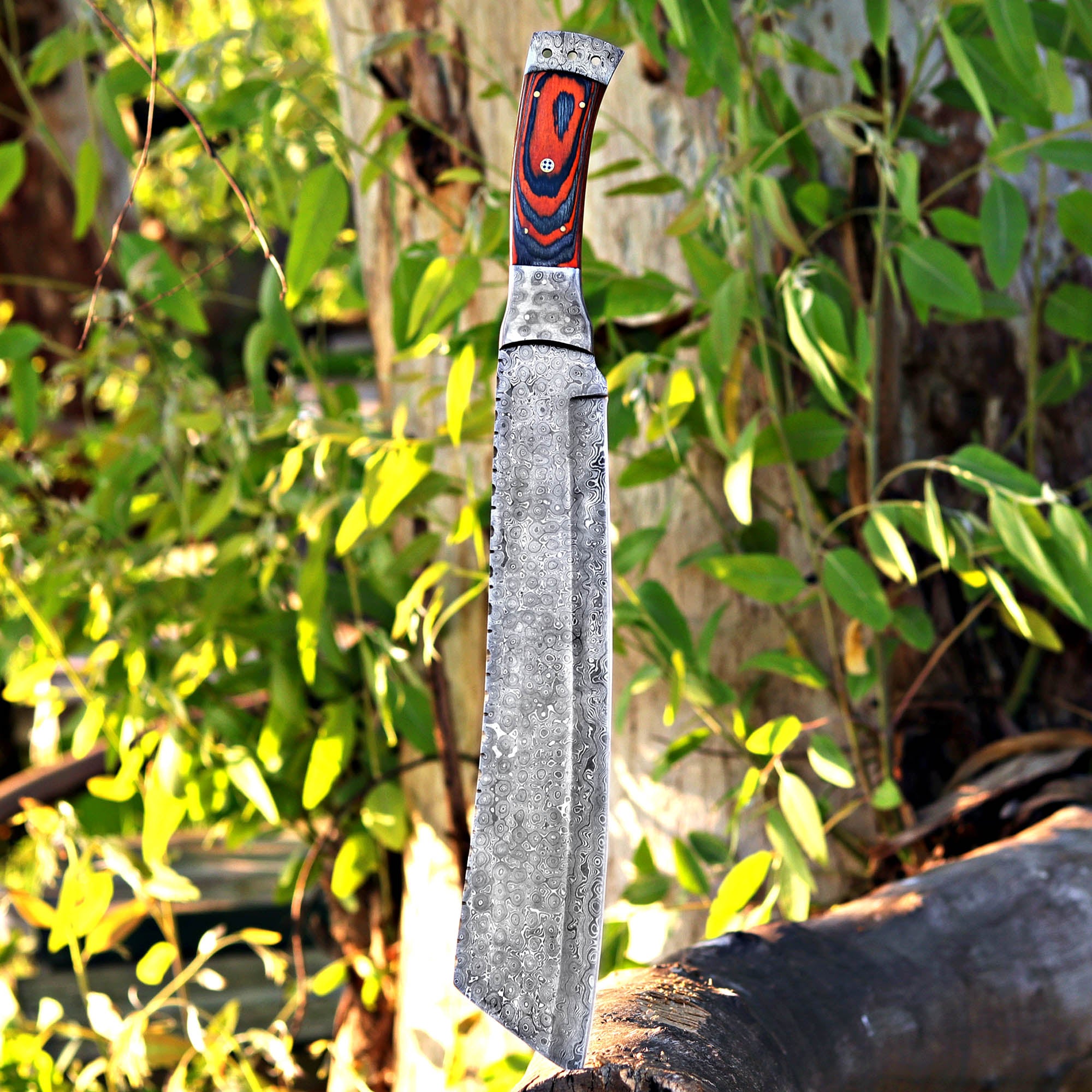 Rain Drop Machete Custom Handmade Damascus Steel Machete with Leather Cover – Anniversary/Birthday Gift