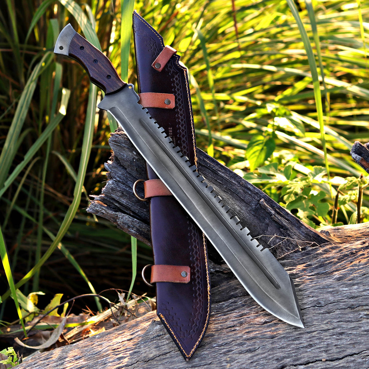 Viking Machete Blade Custom Handmade Carbon Steel Viking Machete with Leather Cover – Anniversary/Birthday Gift