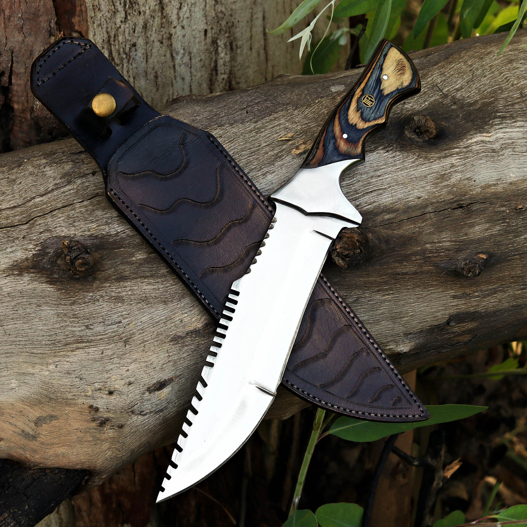 Tiger Knife Custom Handmade D2 Steel Hunting Knife with Leather Cover – Anniversary/Birthday Gift