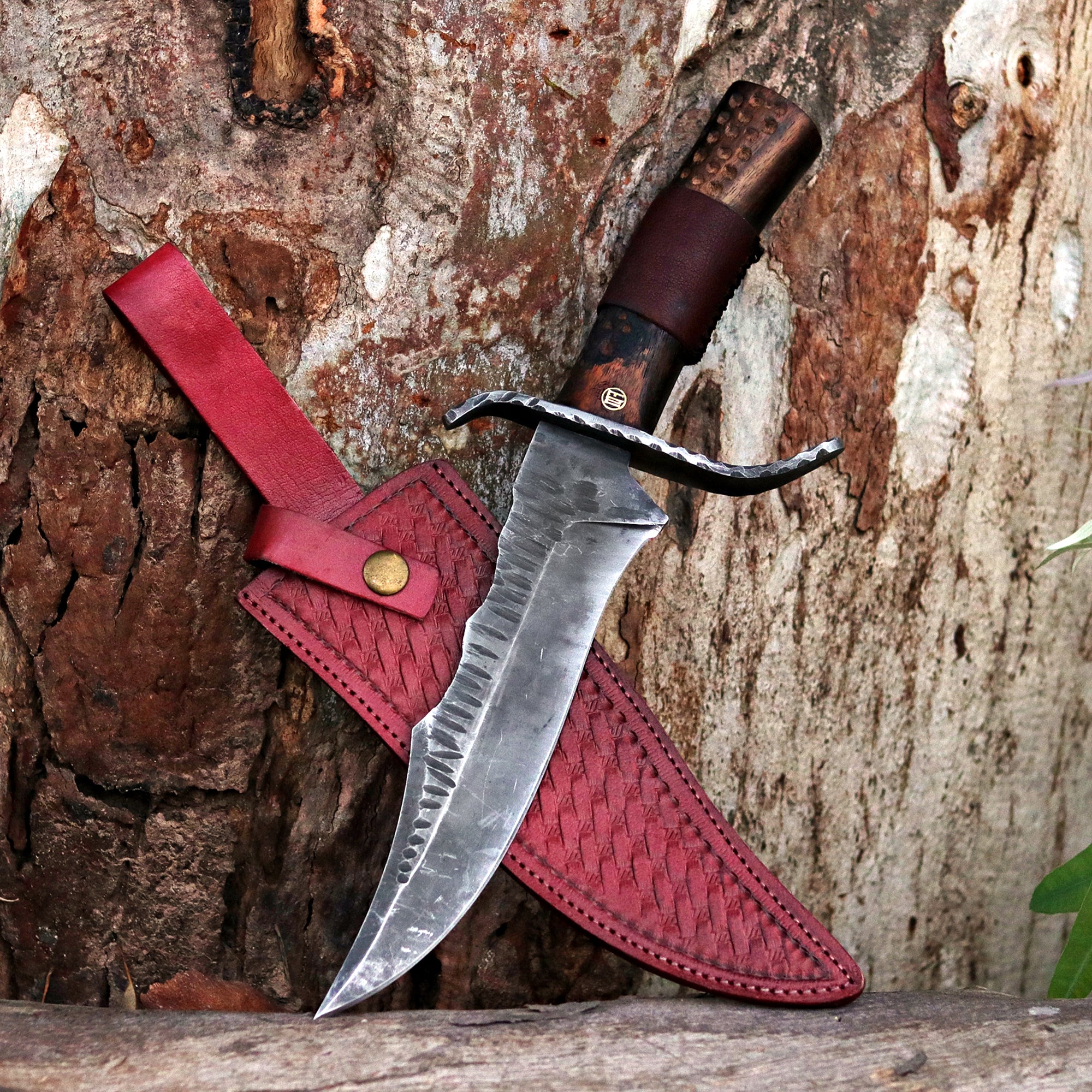 Custom Handmade Carbon Steel Hunting Knife with Leather Cover – Anniversary/Birthday Gift