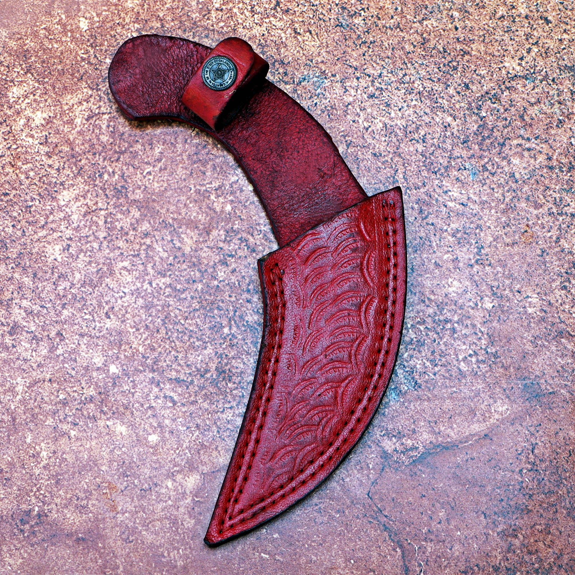 Red Wood Karambit Custom Handmade J2 Steel Karambit Knife with Leather Cover – Anniversary/Birthday Gift