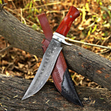 Custom Handmade Damascus Steel Hunting Knife with Leather Cover – New Year/Birthday Gift