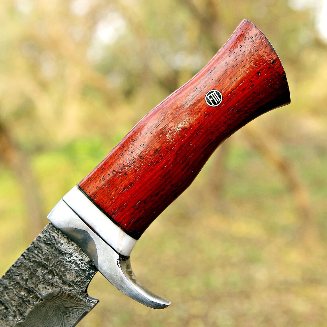 Custom Handmade Damascus Steel Hunting Knife with Leather Cover – New Year/Birthday Gift