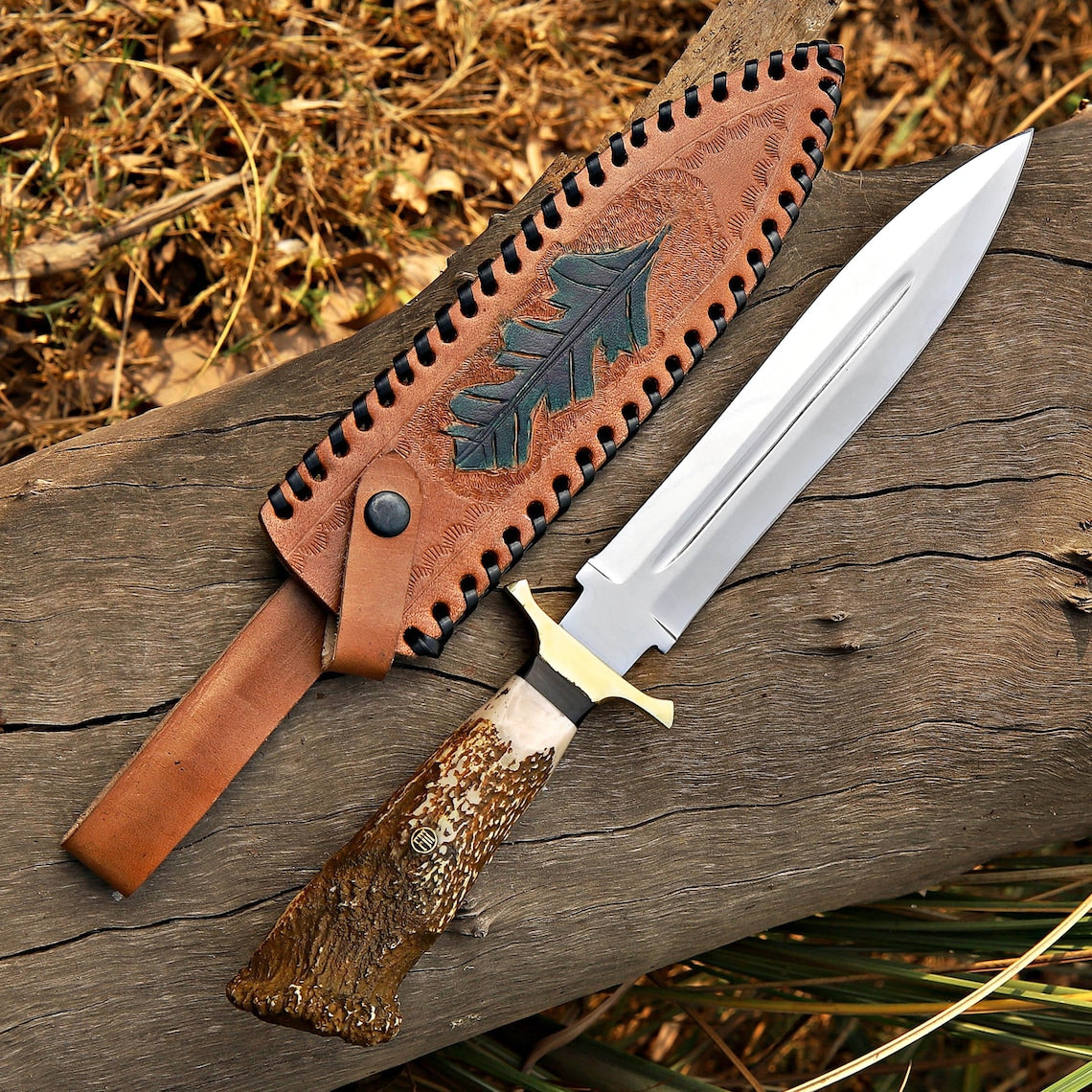 Custom Handmade J2 Steel Dagger with Stag Horn Handle – New Year/Birthday Gift