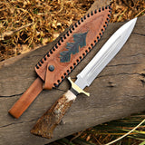 Custom Handmade J2 Steel Dagger with Stag Horn Handle – New Year/Birthday Gift